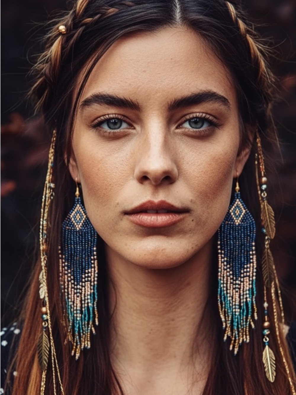 Multicoloured Gradient Beaded Tassel Earrings. New.